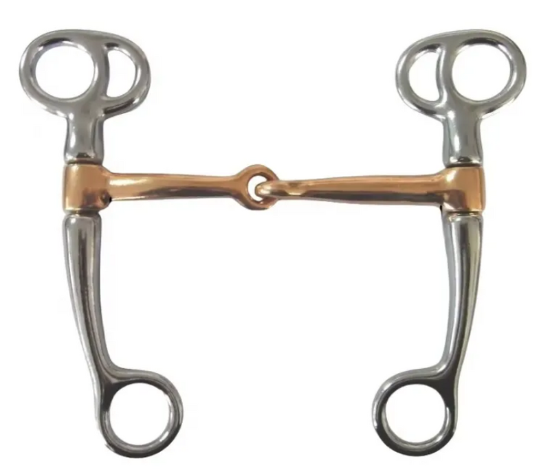 Western Horse Bit Mouth Snaffle 5", Chrome-Plated, Rust-Resistant Copper Middle, Training Bit