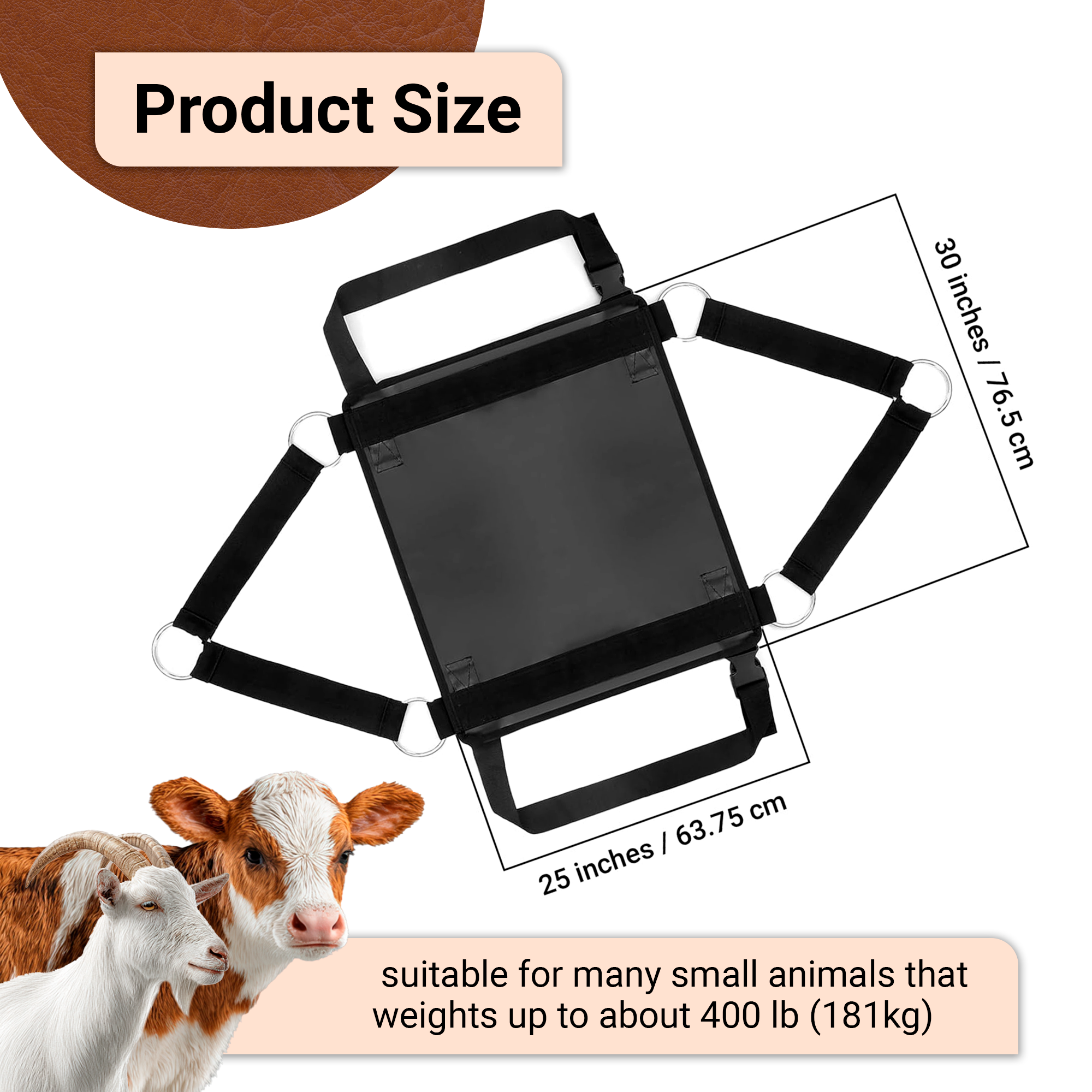 Calf Sling for Weighing 30"*25" inch, Up to 400 LB Assist Weight Scale for Baby Calf, Lamb, Alpaca, Dog