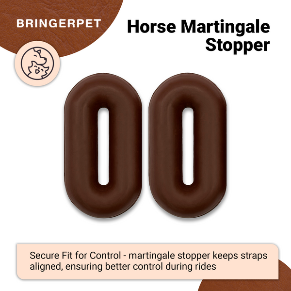 BRINGERPET Horse Martingale Stopper, Rubber Rein Stopper for Horse Running and Standing Martingales (1 Pair, Brown)