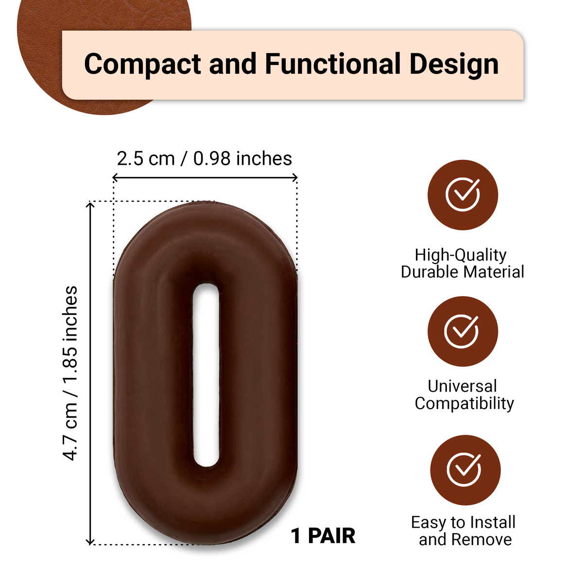 BRINGERPET Horse Martingale Stopper, Rubber Rein Stopper for Horse Running and Standing Martingales (1 Pair, Brown)