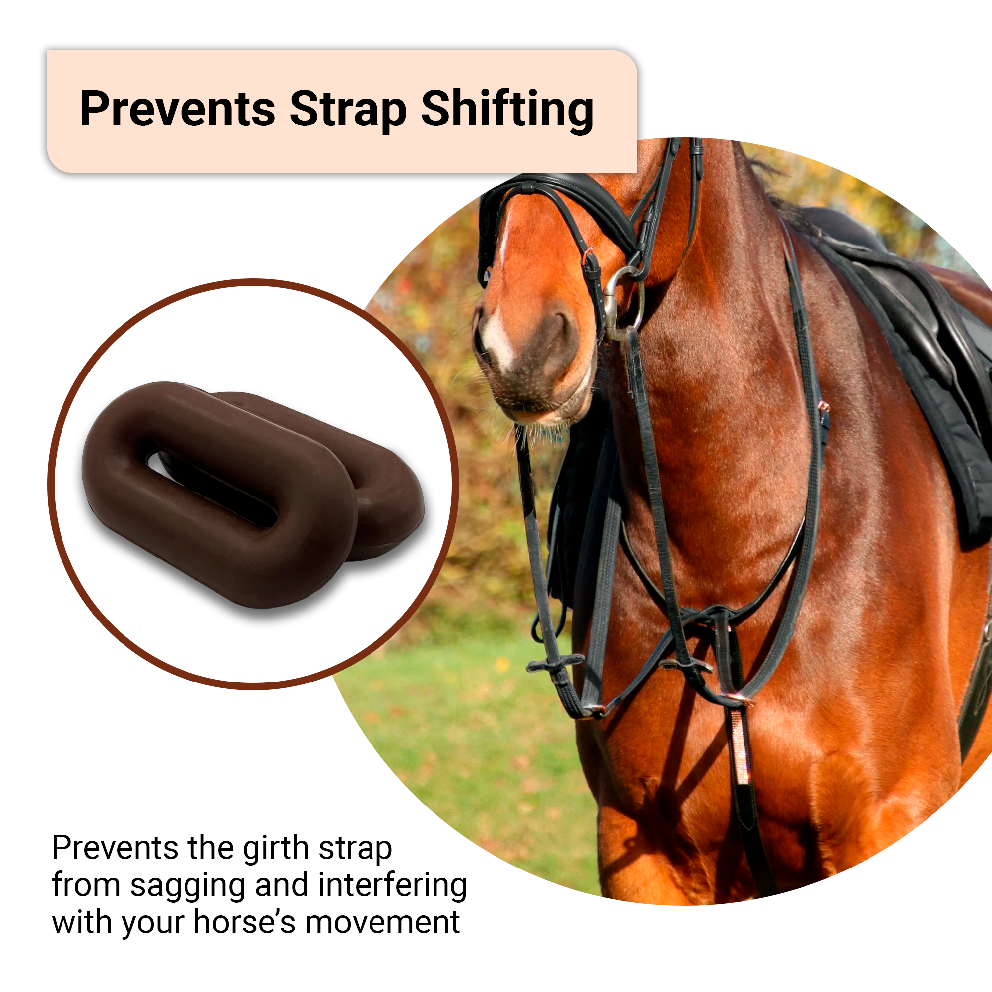 BRINGERPET Horse Martingale Stopper, Rubber Rein Stopper for Horse Running and Standing Martingales (1 Pair, Brown)