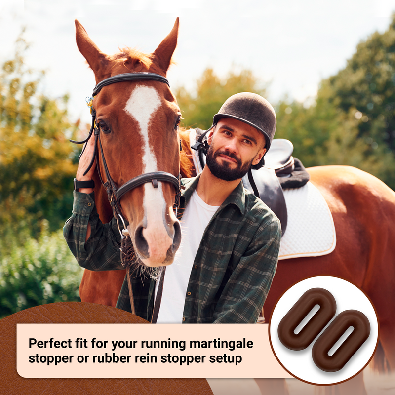 BRINGERPET Horse Martingale Stopper, Rubber Rein Stopper for Horse Running and Standing Martingales (1 Pair, Brown)