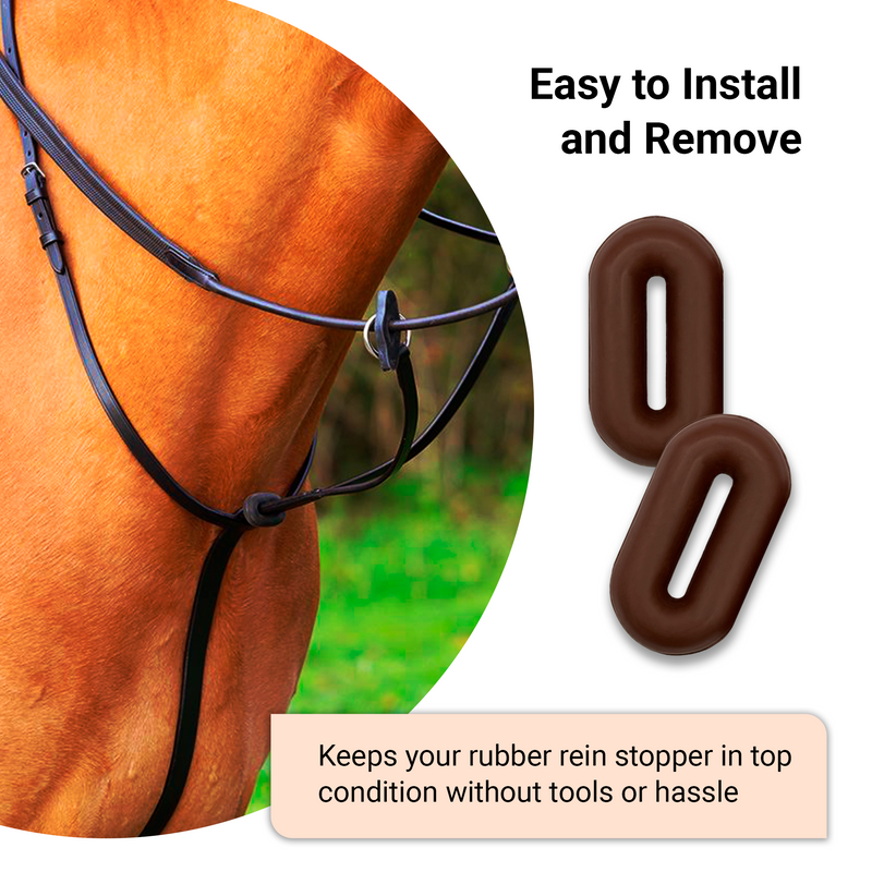 BRINGERPET Horse Martingale Stopper, Rubber Rein Stopper for Horse Running and Standing Martingales (1 Pair, Brown)