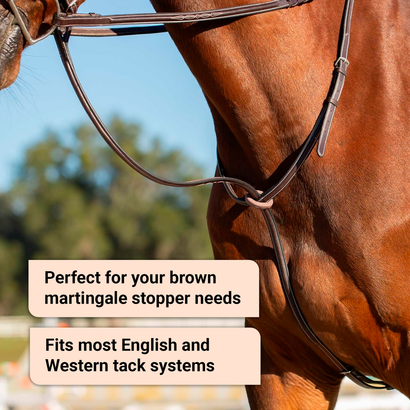 BRINGERPET Horse Martingale Stopper, Rubber Rein Stopper for Horse Running and Standing Martingales (1 Pair, Brown)