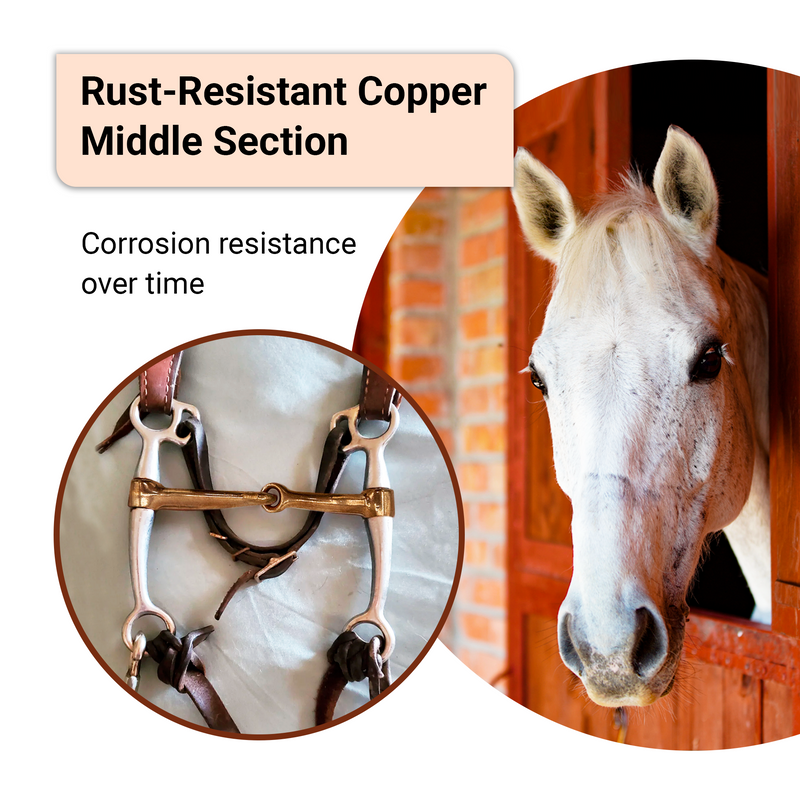 Western Horse Bit Mouth Snaffle 5", Chrome-Plated, Rust-Resistant Copper Middle, Training Bit