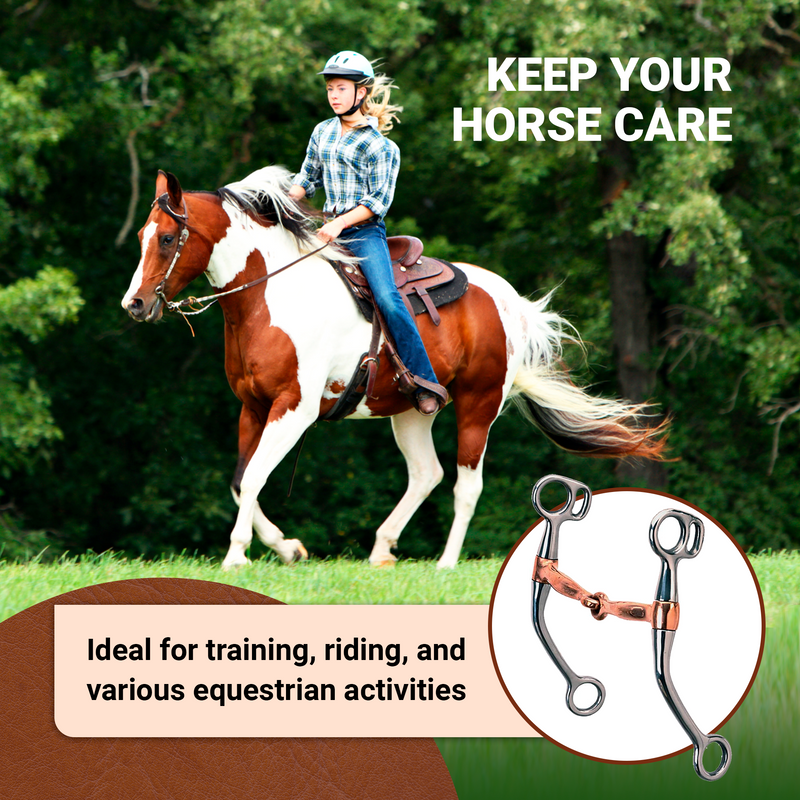 Western Horse Bit Mouth Snaffle 5", Chrome-Plated, Rust-Resistant Copper Middle, Training Bit