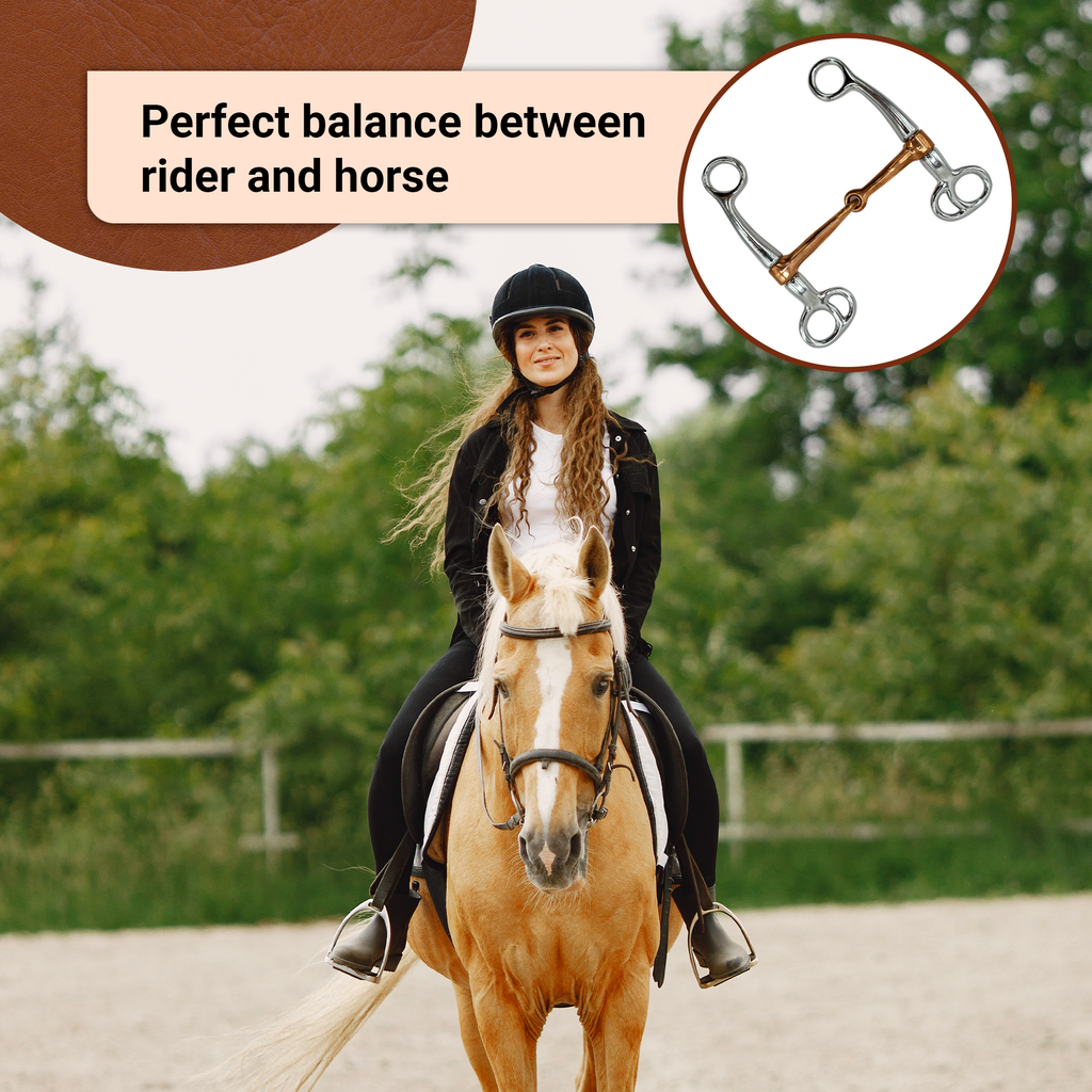 Western Horse Bit Mouth Snaffle 5", Chrome-Plated, Rust-Resistant Copper Middle, Training Bit