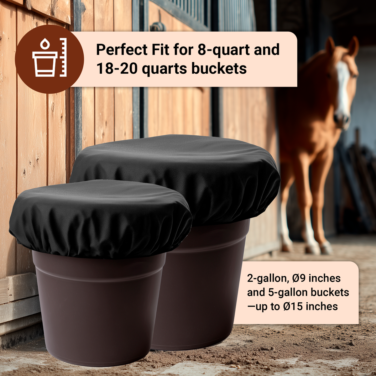 Horse Bucket Cover, Waterproof Feed Bucket Top 2-5 Gallon - 1 pc