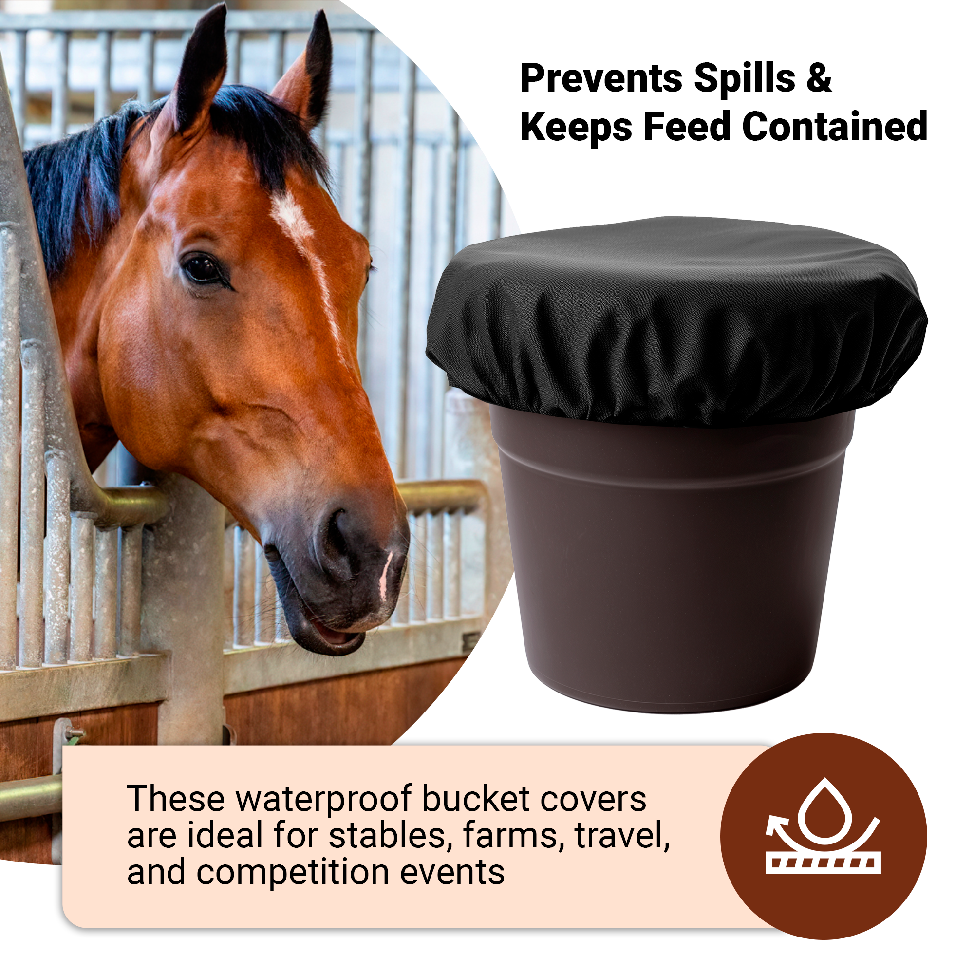 Horse Bucket Cover, Waterproof Feed Bucket Top 2-5 Gallon - 1 pc