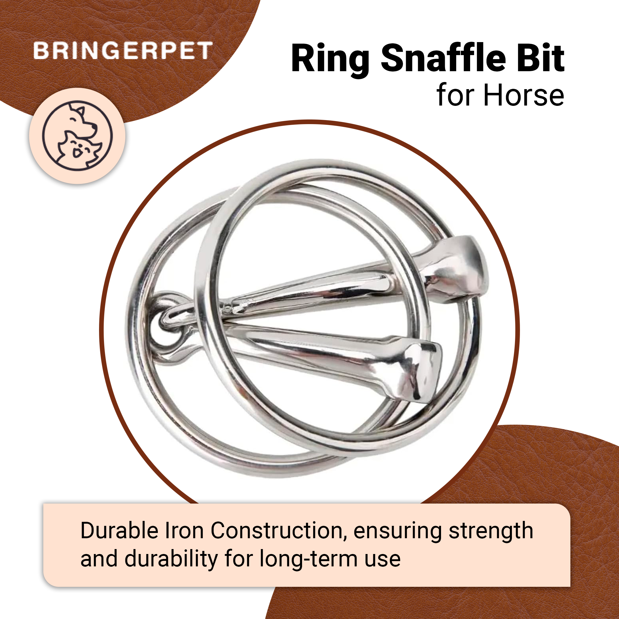 Ring Snaffle Bit for Horse, Iron, 5.5”